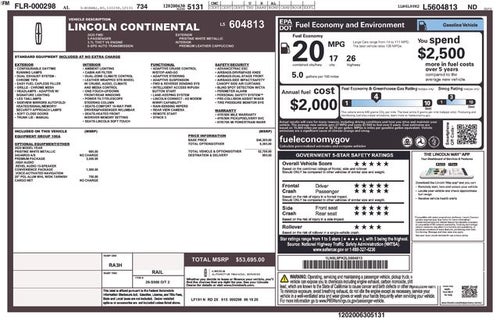 2020 Lincoln Continental Standard