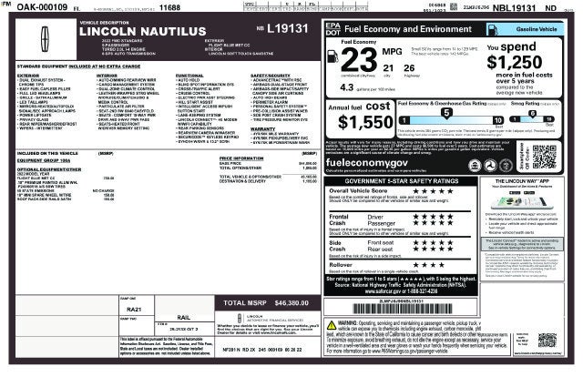 2022 Lincoln Nautilus Standard