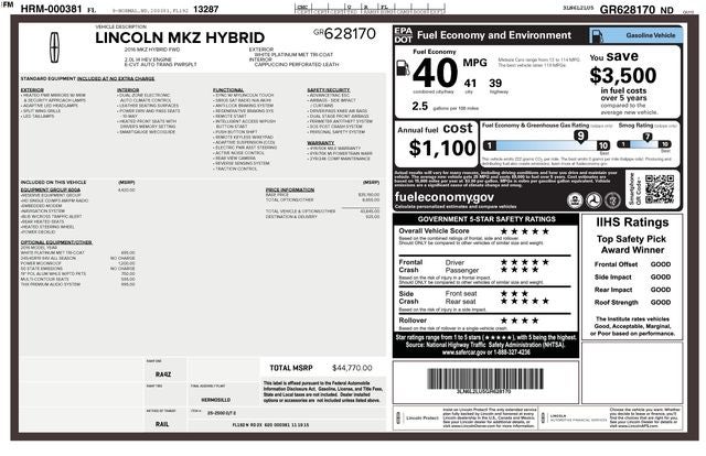 2016 Lincoln MKZ Hybrid