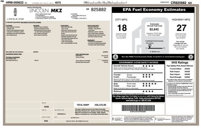 2012 Lincoln MKZ Base