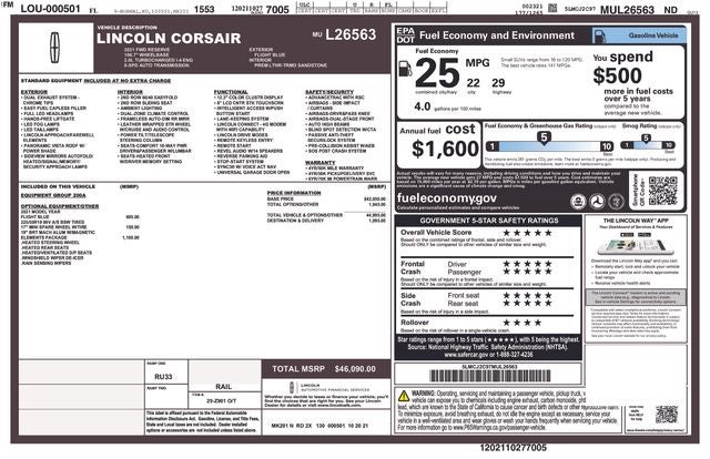 2021 Lincoln Corsair Reserve