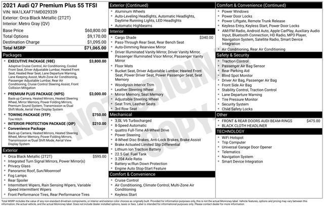 2021 Audi Q7 55 Premium Plus quattro