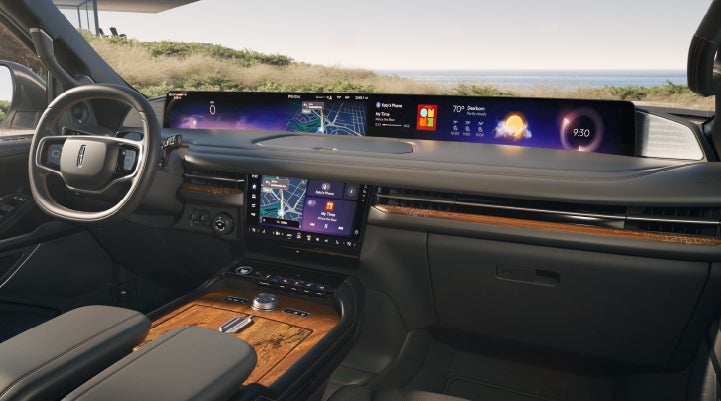 The 48-inch Panoramic Display spans the width of the interior in a 2025 Lincoln Navigator® SUV.