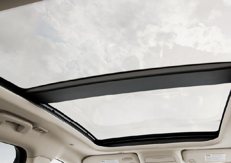 The available panoramic Vista Roof® is shown from inside a 2026 Lincoln Corsair® SUV | Astro Lincoln in Pensacola FL