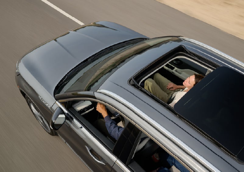 The available panoramic Vista Roof® of a 2027 Lincoln Aviator® SUV is open. | Astro Lincoln in Pensacola FL